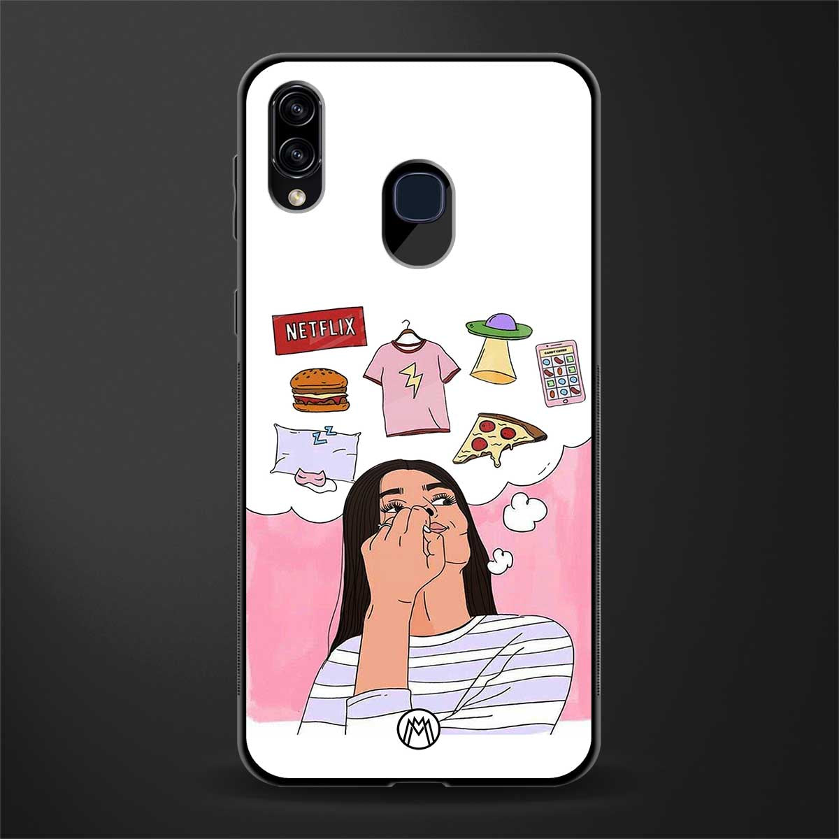 netflix and chill glass case for samsung galaxy a20 image