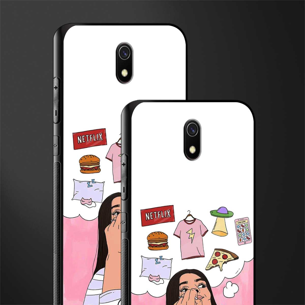 netflix and chill glass case for redmi 8a image-2