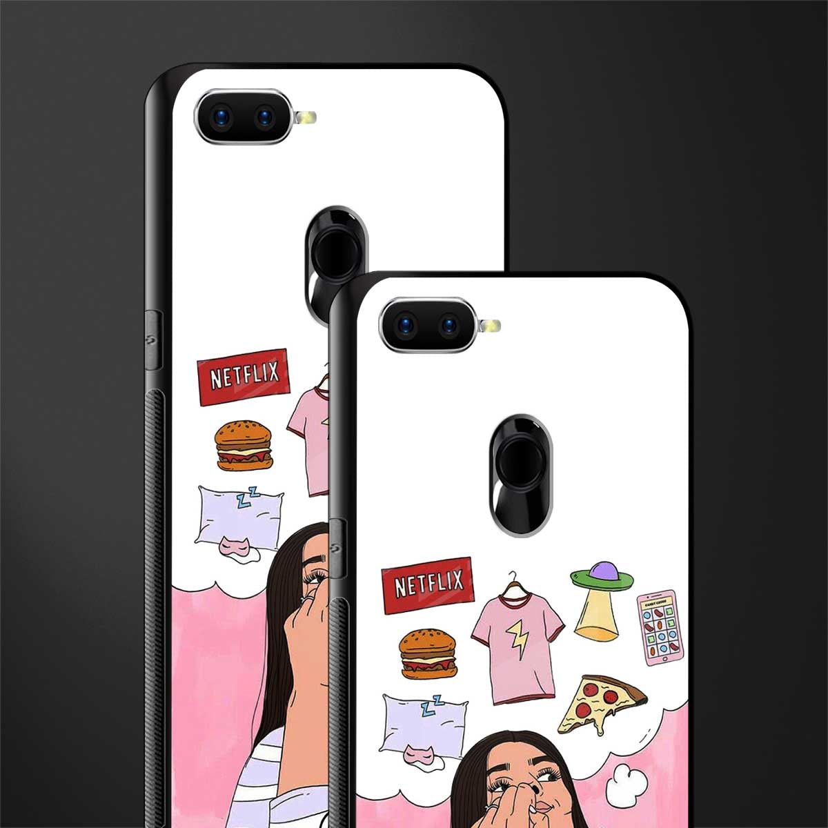 netflix and chill glass case for oppo a7 image-2