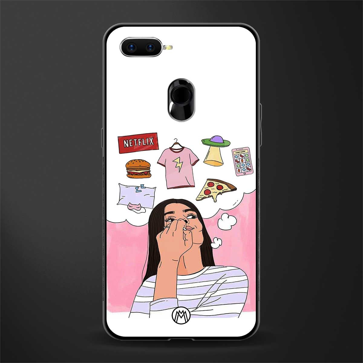 netflix and chill glass case for oppo a7 image