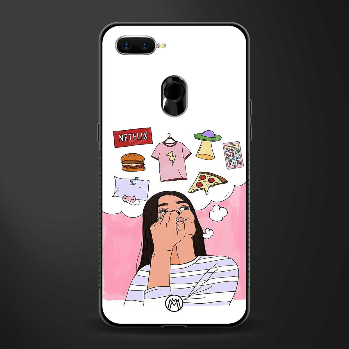 netflix and chill glass case for oppo a12 image