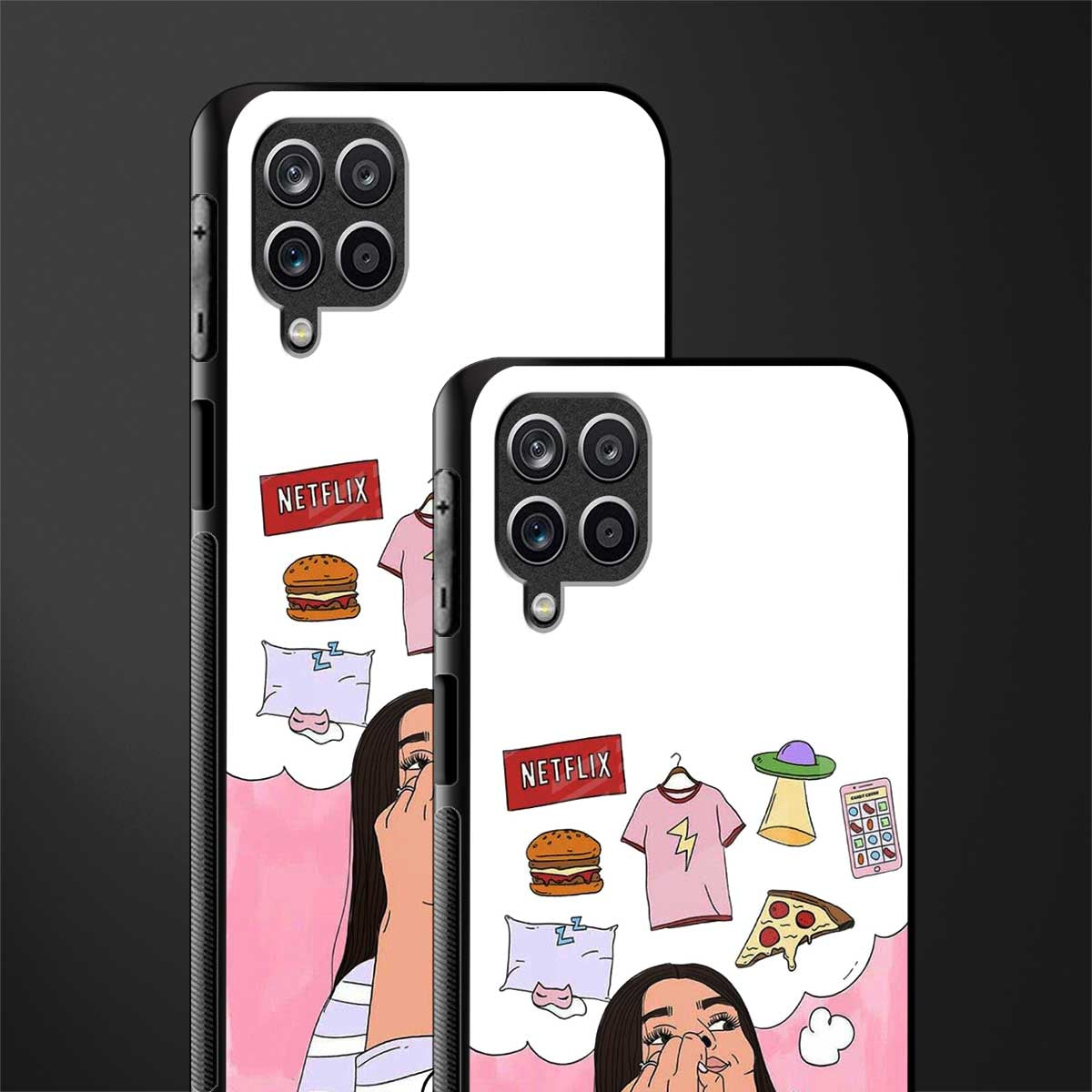 netflix and chill back phone cover | glass case for samsung galaxy a22 4g