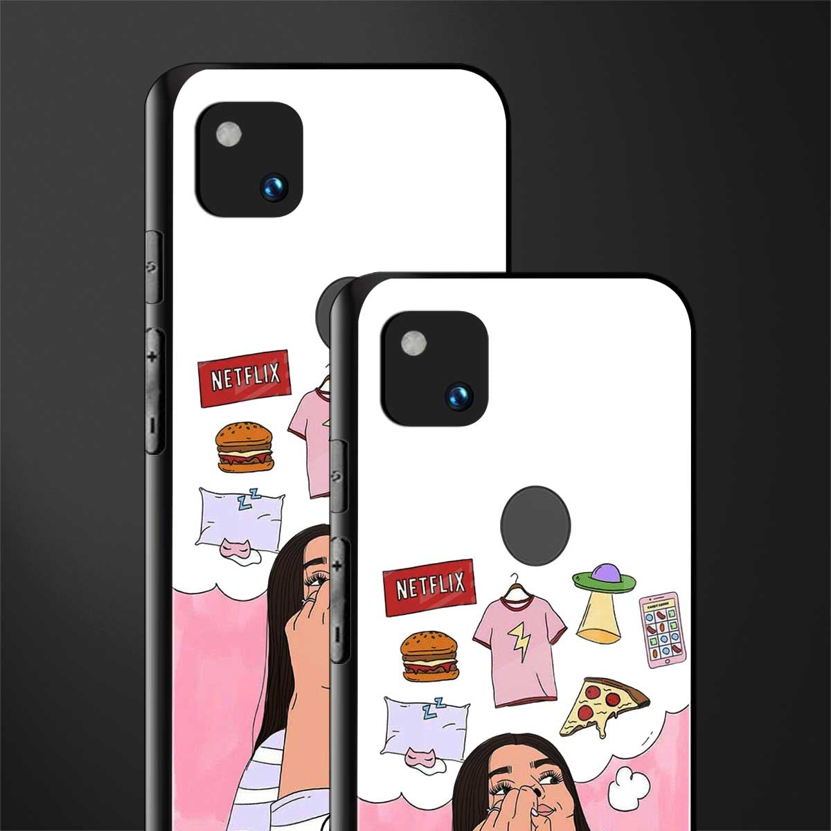 netflix and chill back phone cover | glass case for google pixel 4a 4g