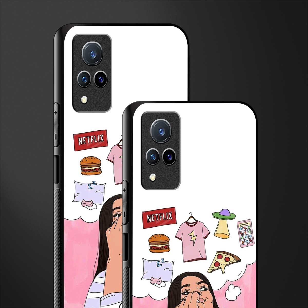 netflix and chill glass case for vivo v21 5g image-2