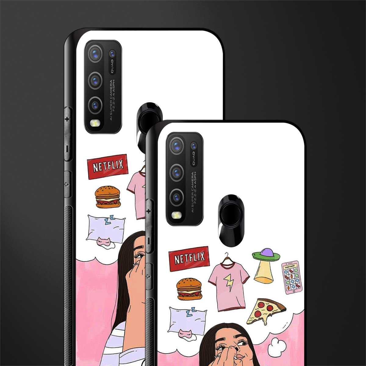 netflix and chill glass case for vivo y50 image-2