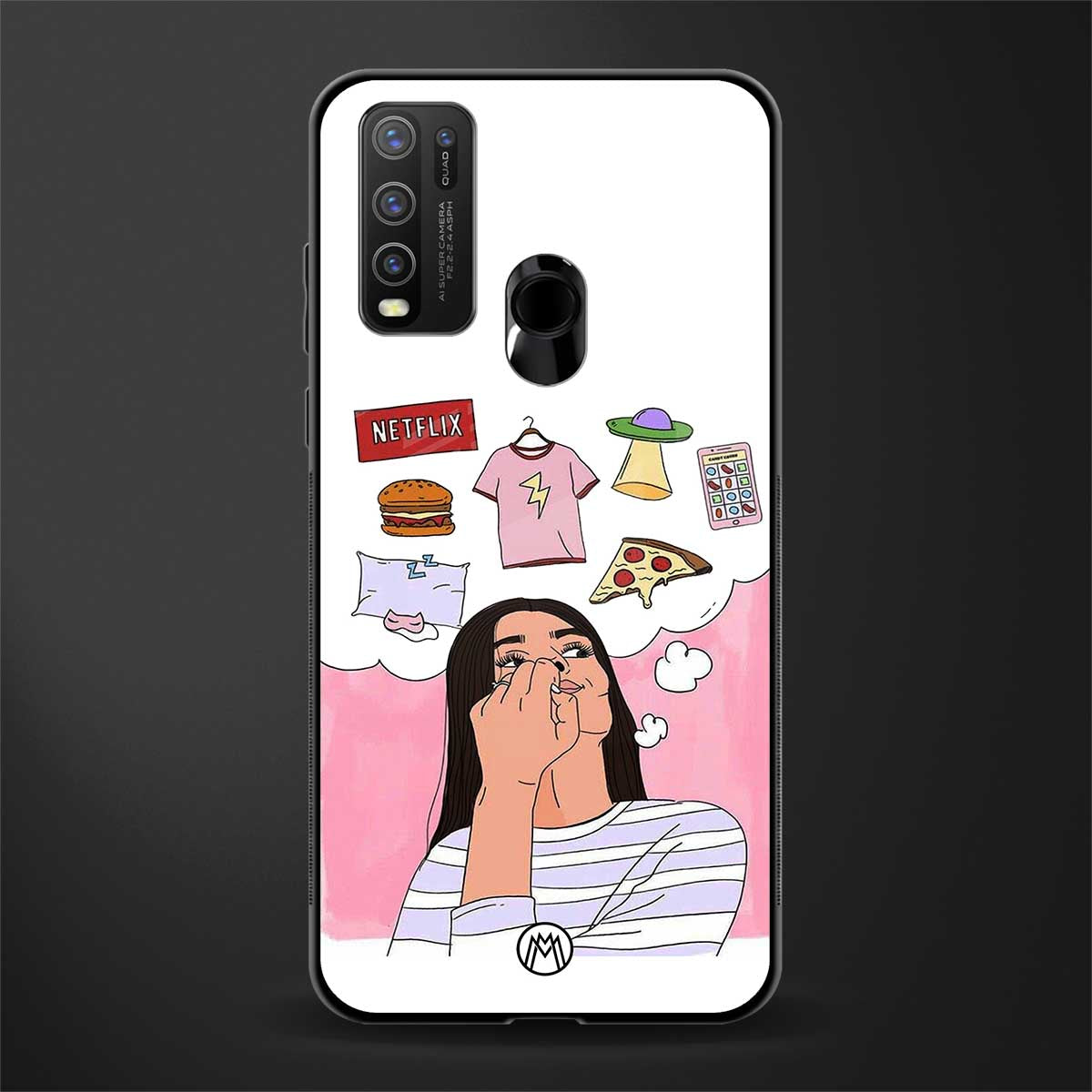 netflix and chill glass case for vivo y50 image