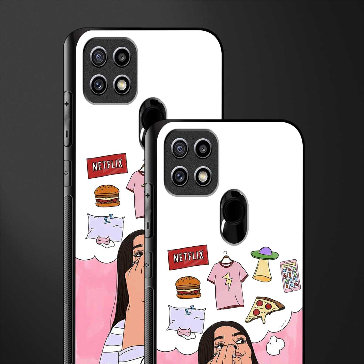 netflix and chill glass case for oppo a15s image-2