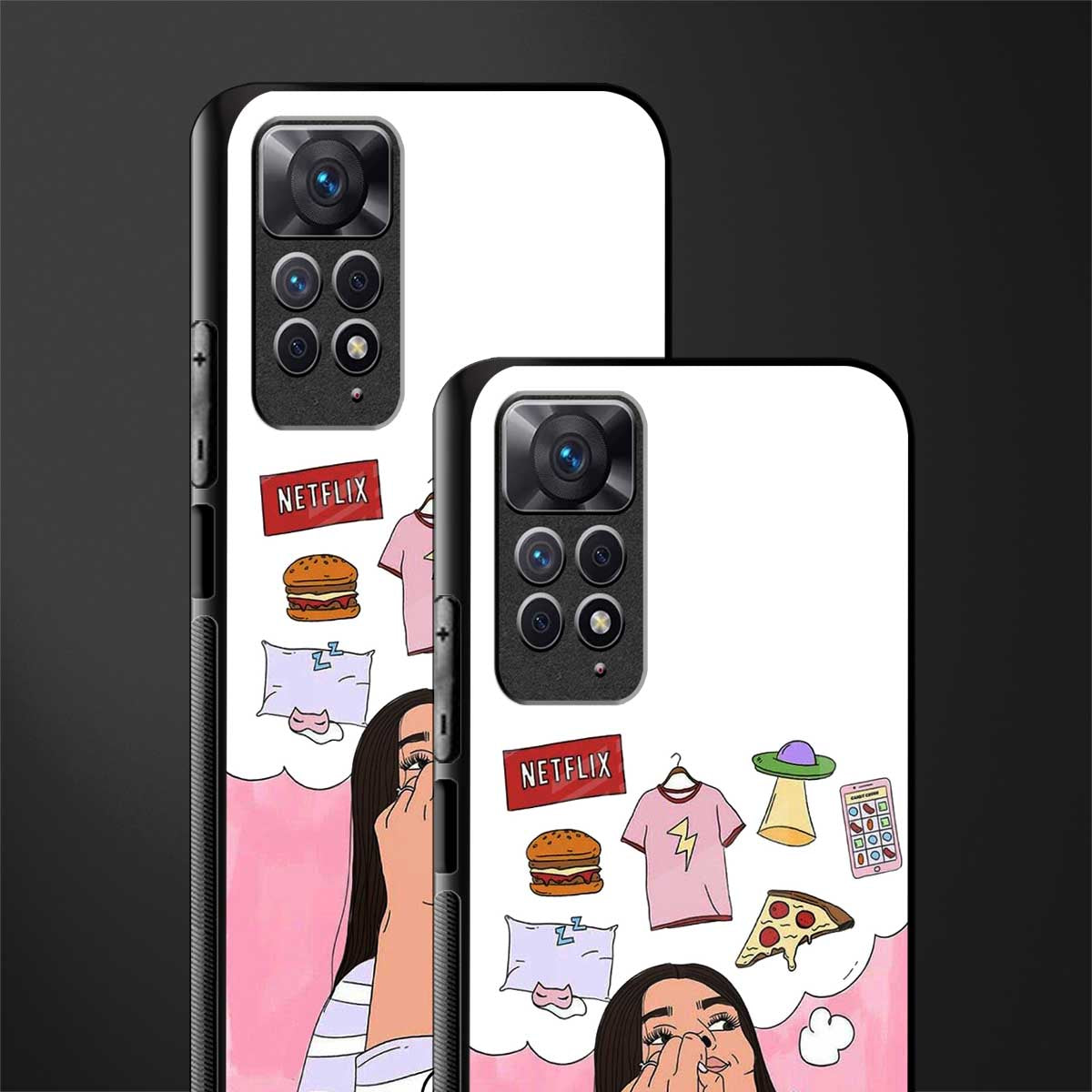 netflix and chill back phone cover | glass case for redmi note 11 pro plus 4g/5g