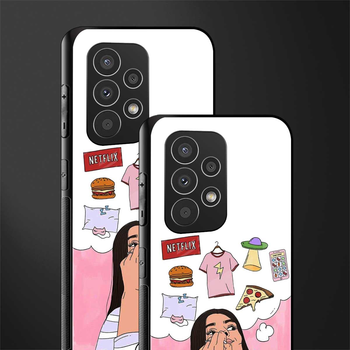 netflix and chill back phone cover | glass case for samsung galaxy a73 5g