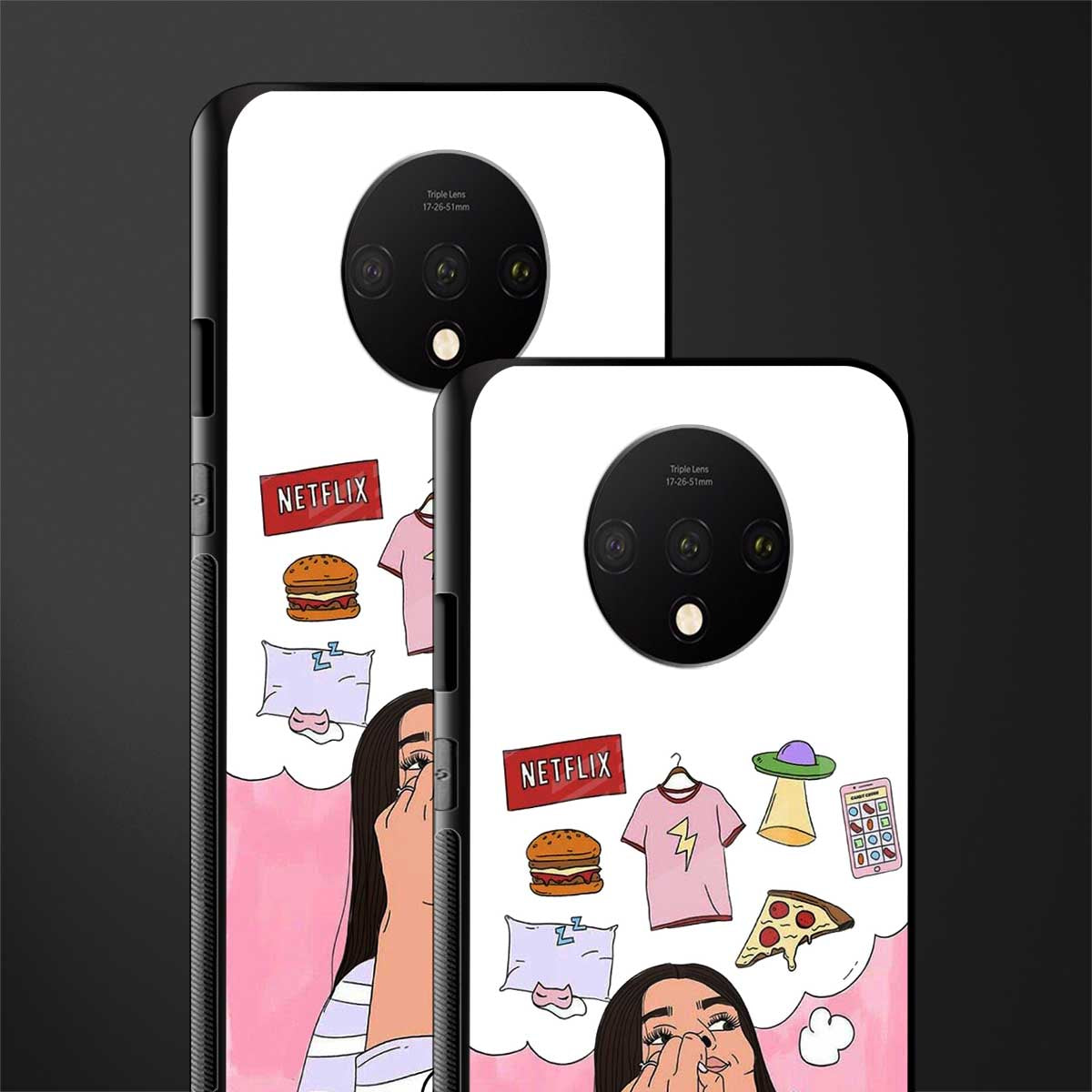 netflix and chill glass case for oneplus 7t image-2