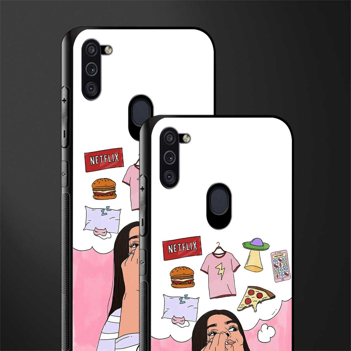 netflix and chill glass case for samsung galaxy m11 image-2