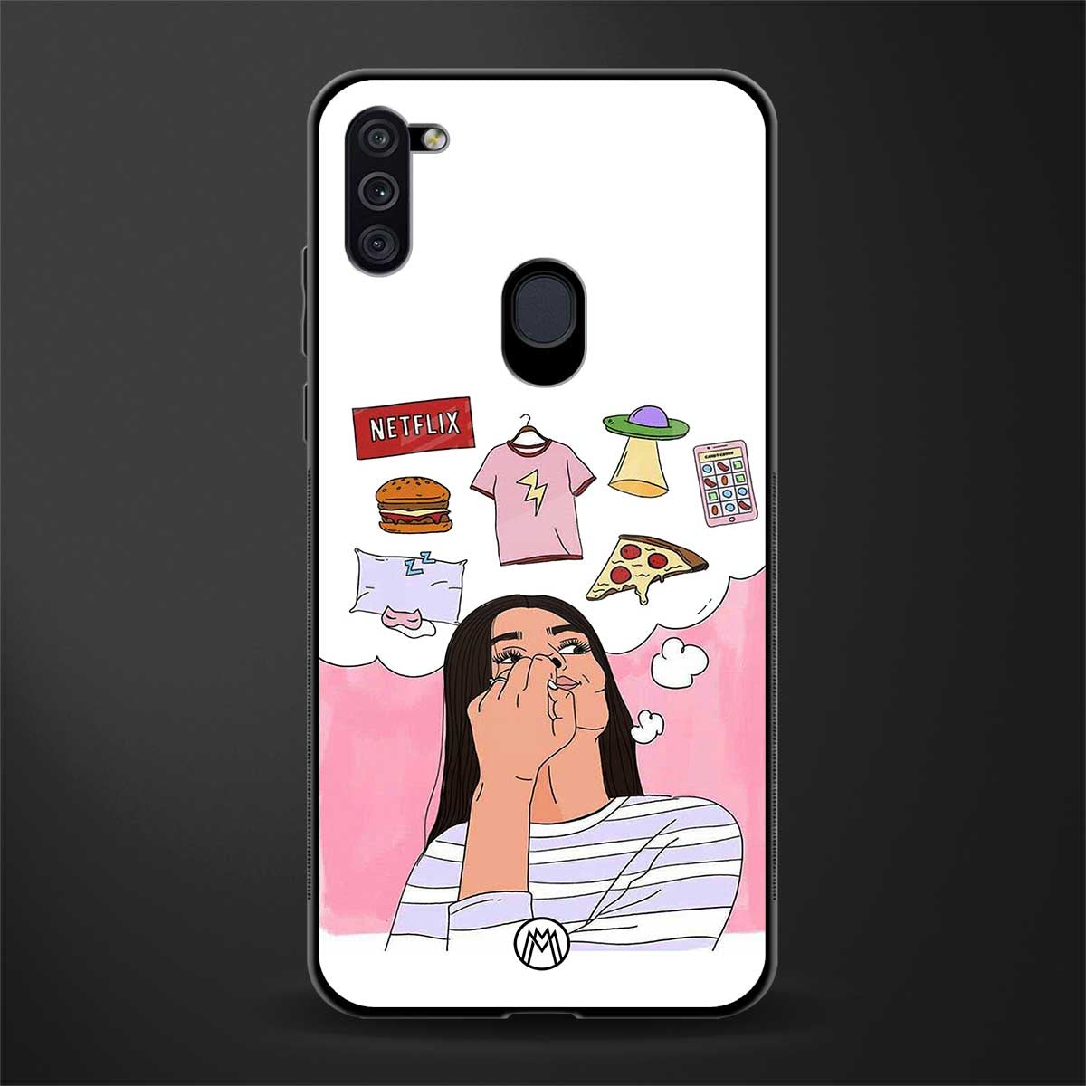 netflix and chill glass case for samsung galaxy m11 image