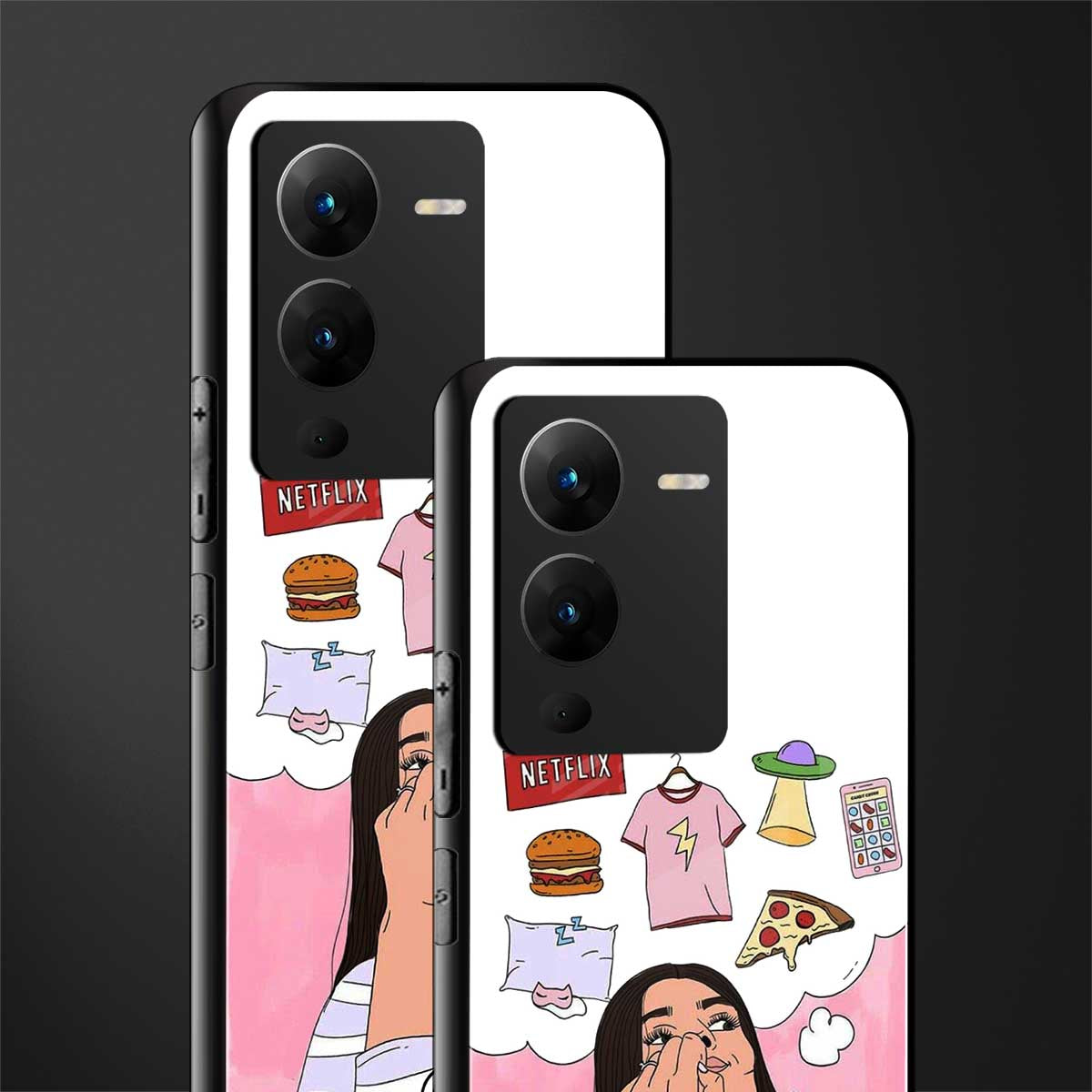 netflix and chill back phone cover | glass case for vivo v25 pro 5g
