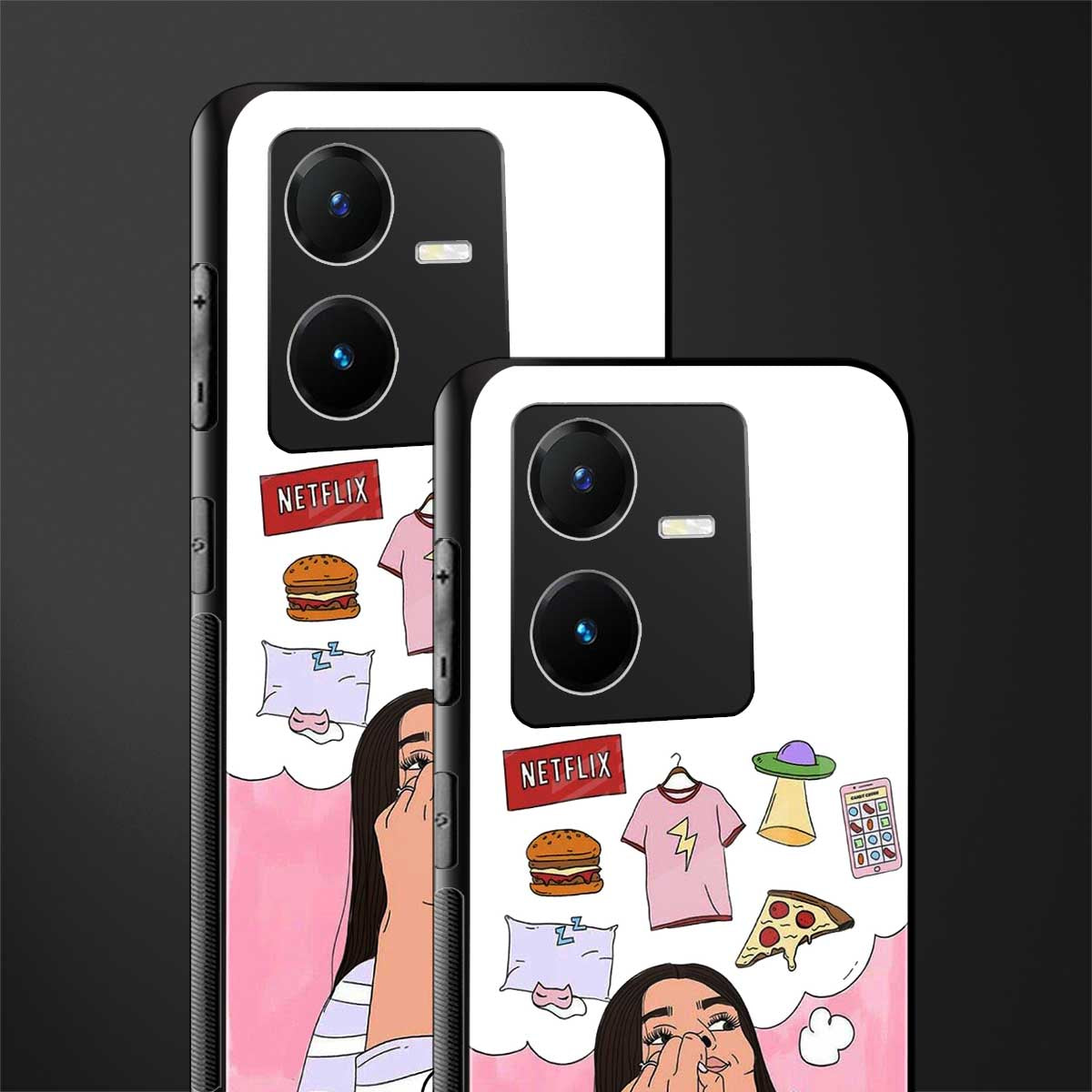 netflix and chill back phone cover | glass case for vivo y22