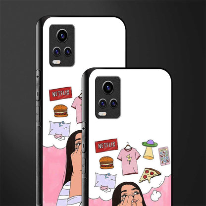 netflix and chill back phone cover | glass case for vivo v21e 4g