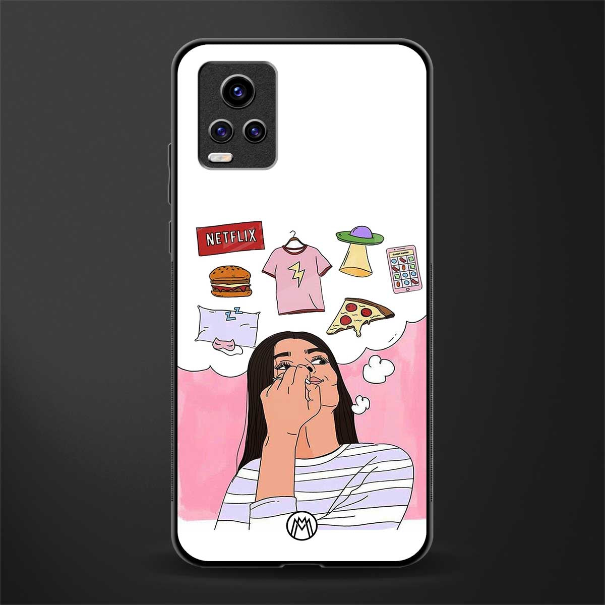 netflix and chill back phone cover | glass case for vivo v21e 4g