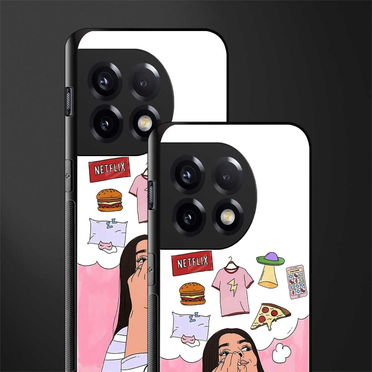 netflix and chill back phone cover | glass case for oneplus 11r