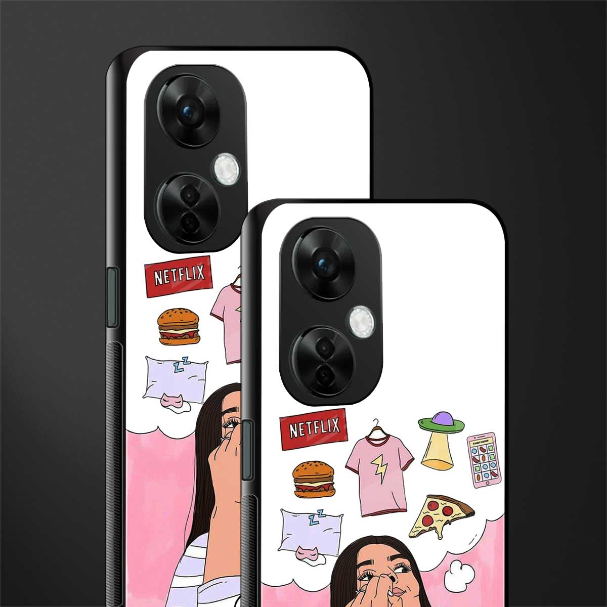 netflix and chill back phone cover | glass case for oneplus nord ce 3 lite