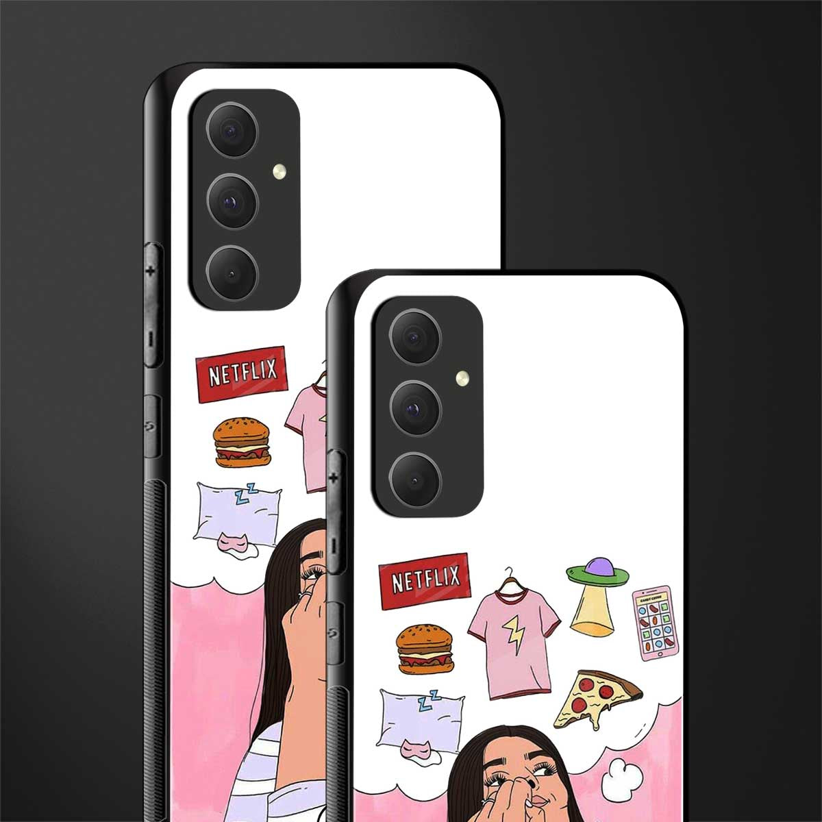 netflix and chill back phone cover | glass case for samsung galaxy a54 5g