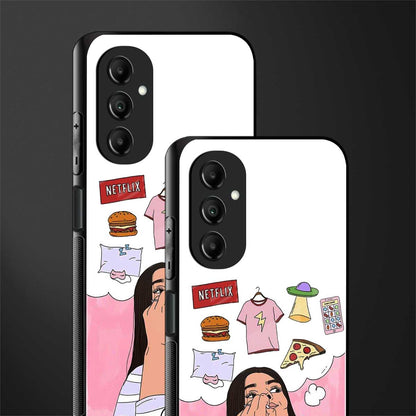 netflix and chill back phone cover | glass case for samsung galaxy a14 5g