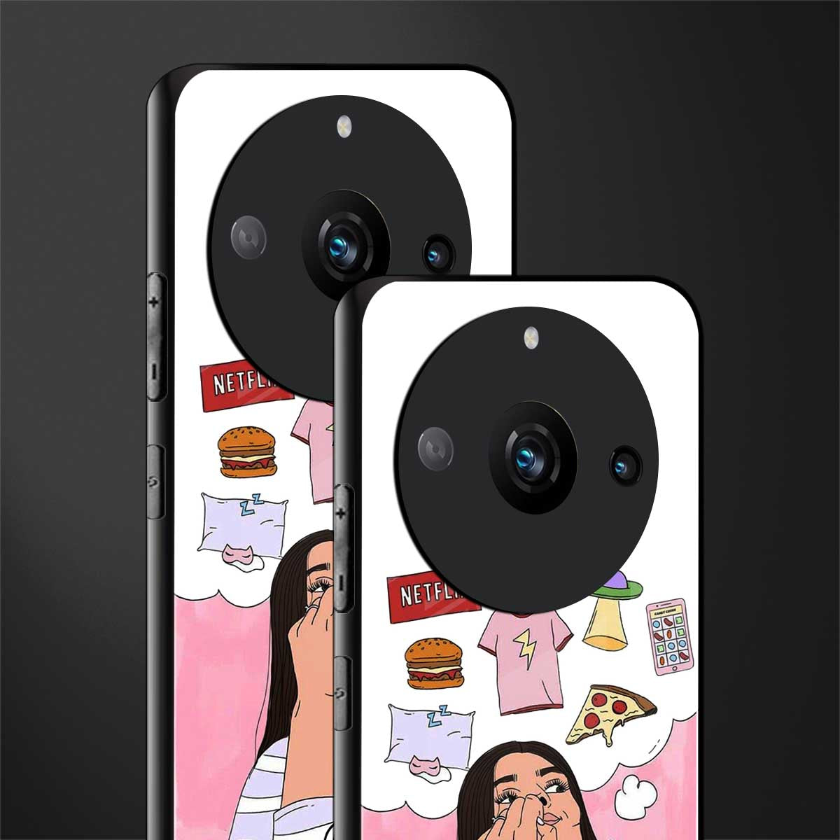 netflix and chill back phone cover | glass case for realme 11 pro 5g