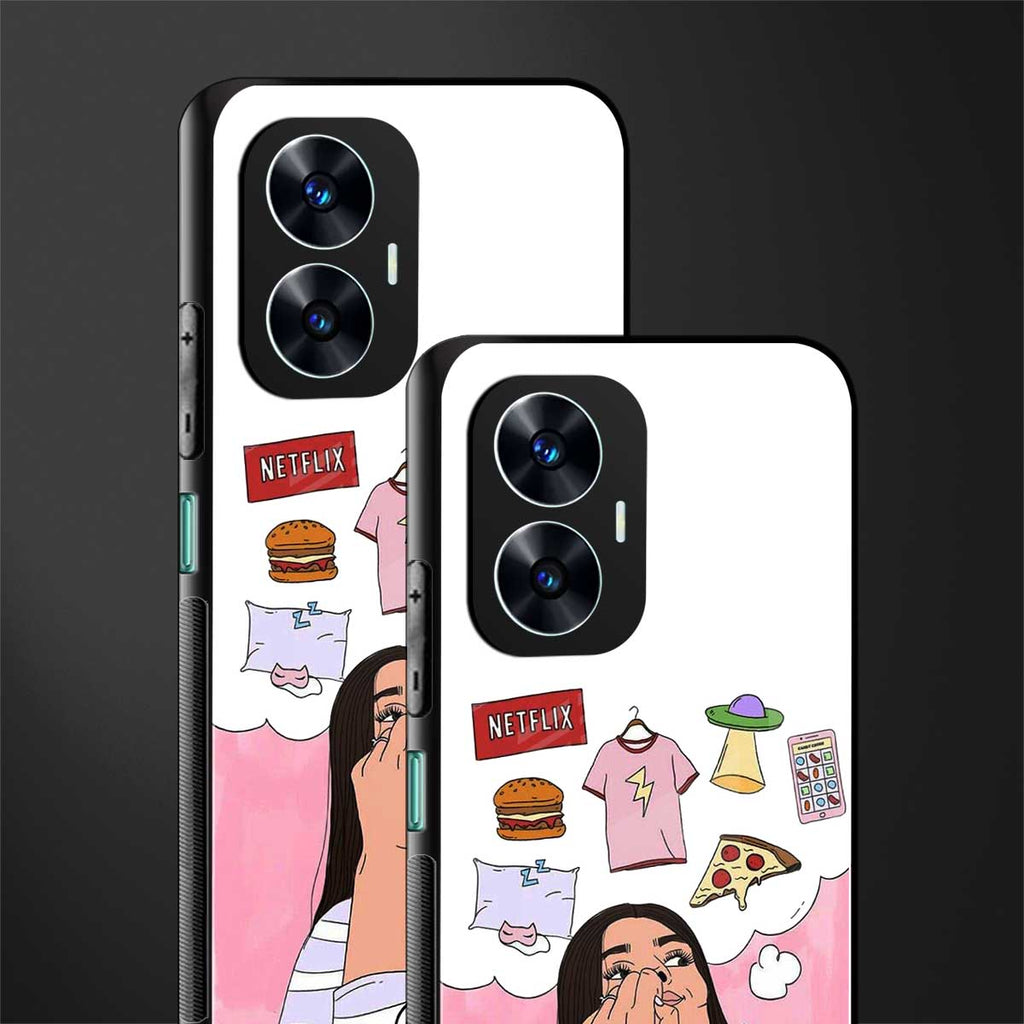 netflix and chill back phone cover | glass case for realme c55