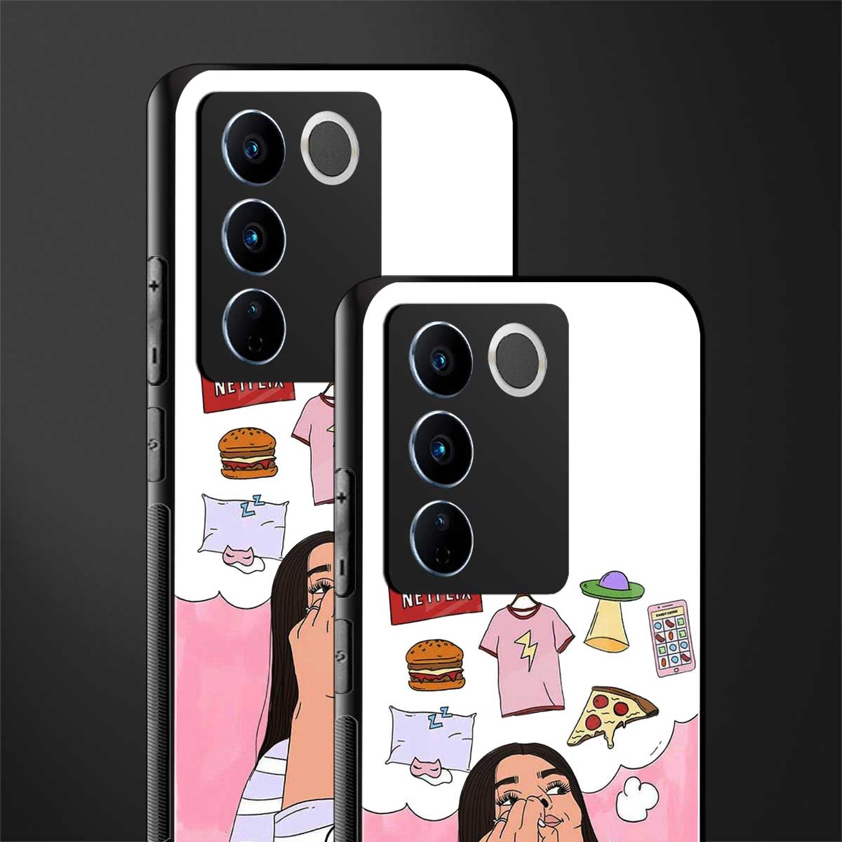 netflix and chill back phone cover | glass case for vivo v27 pro 5g