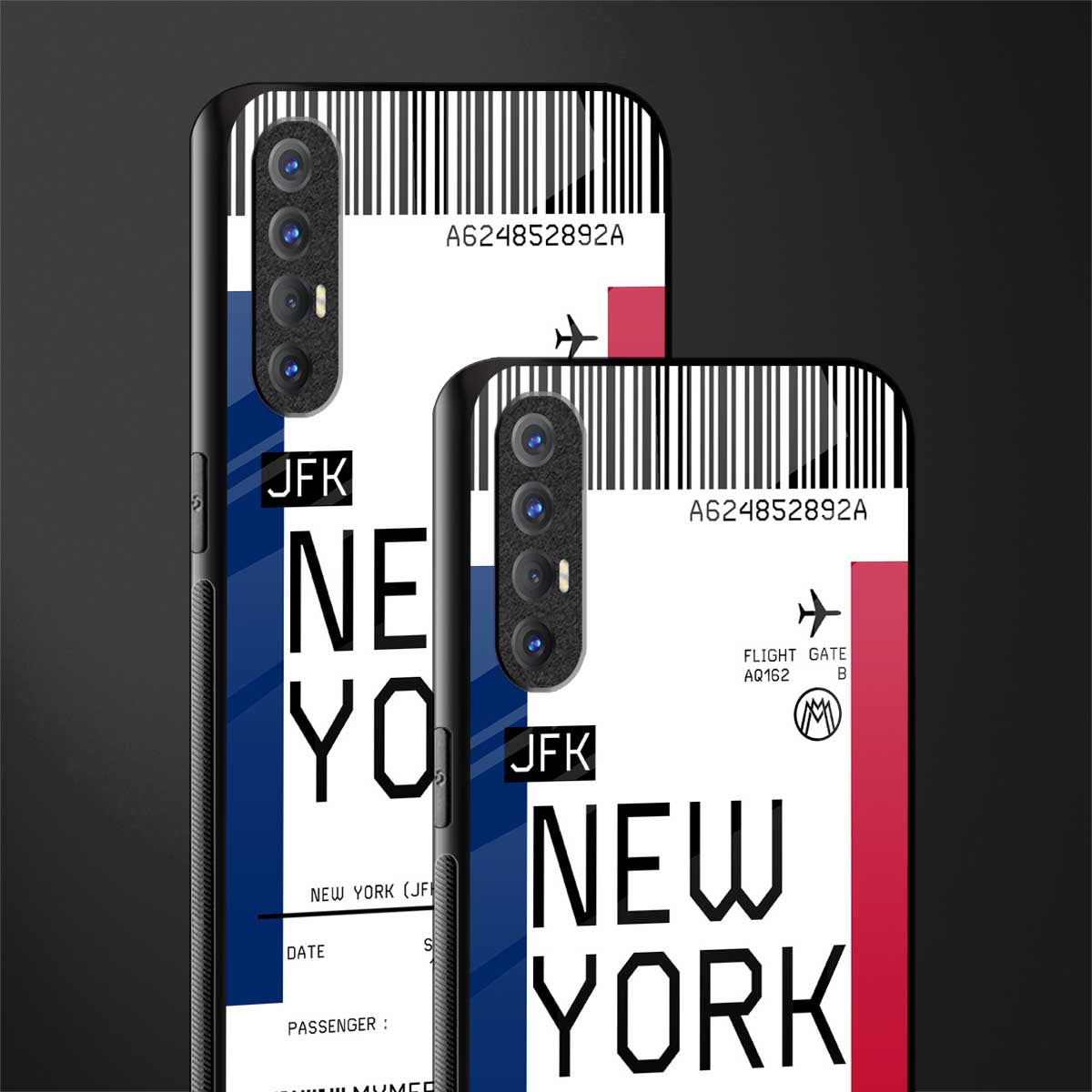 new york boarding pass glass case for oppo reno 3 pro