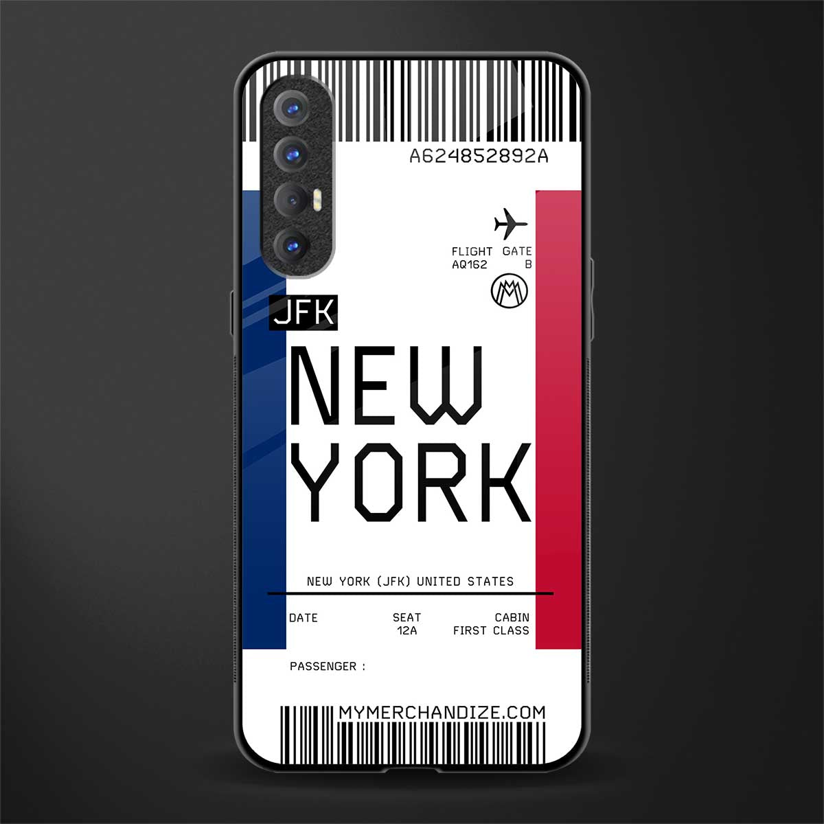 new york boarding pass glass case for oppo reno 3 pro