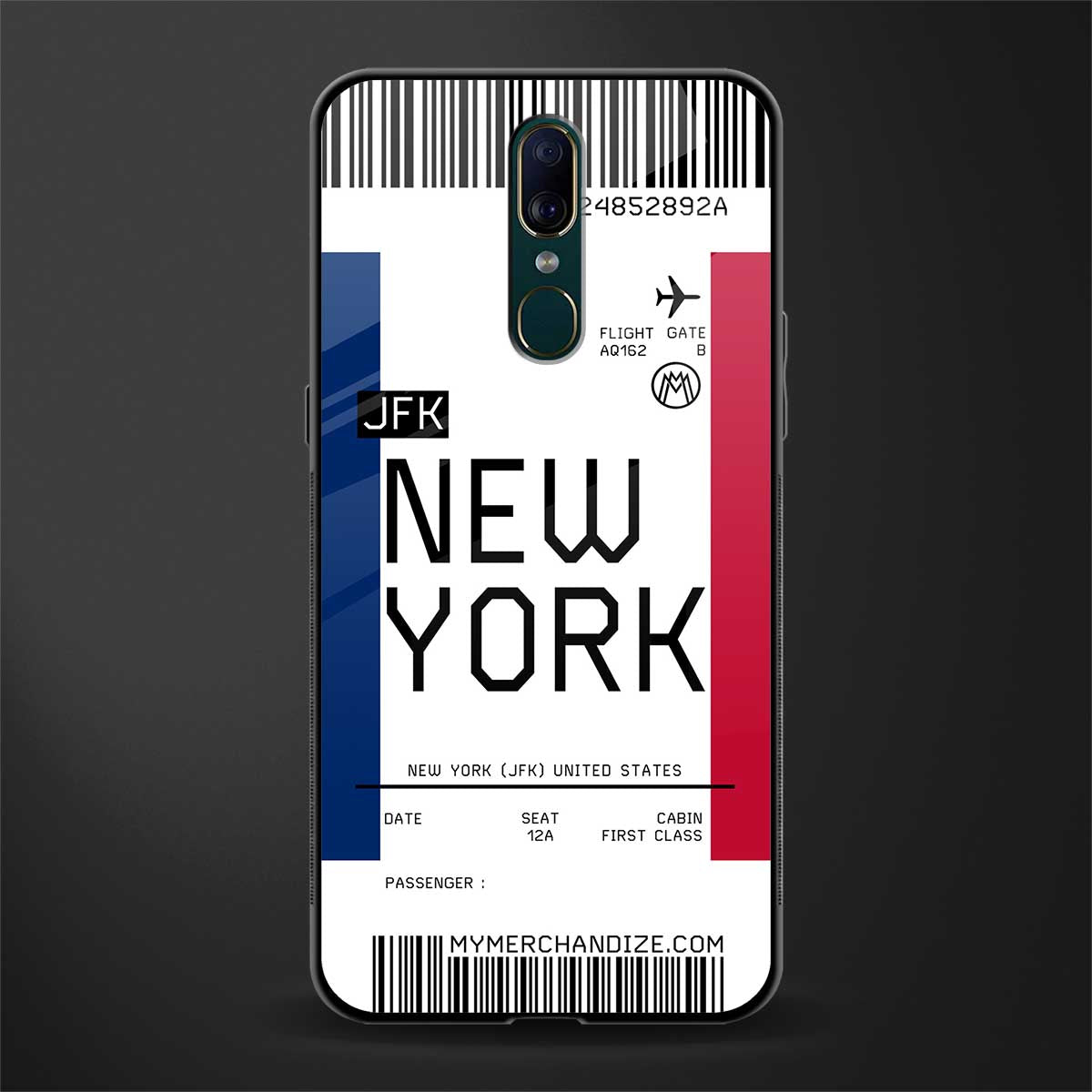 new york boarding pass glass case for oppo a9 image