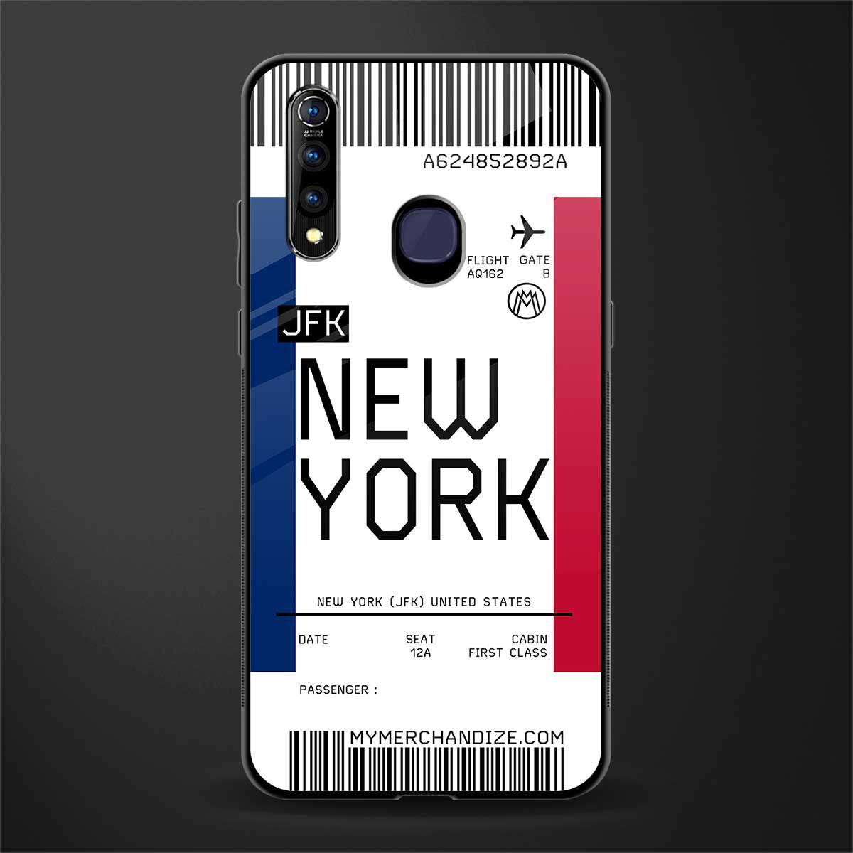 new york boarding pass glass case for vivo z1 pro image