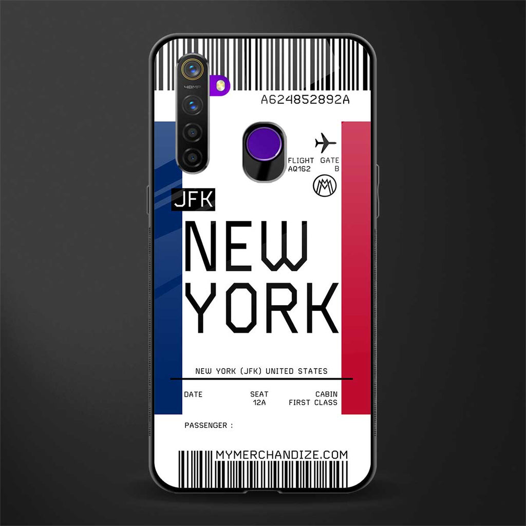 new york boarding pass glass case for realme 5 pro image