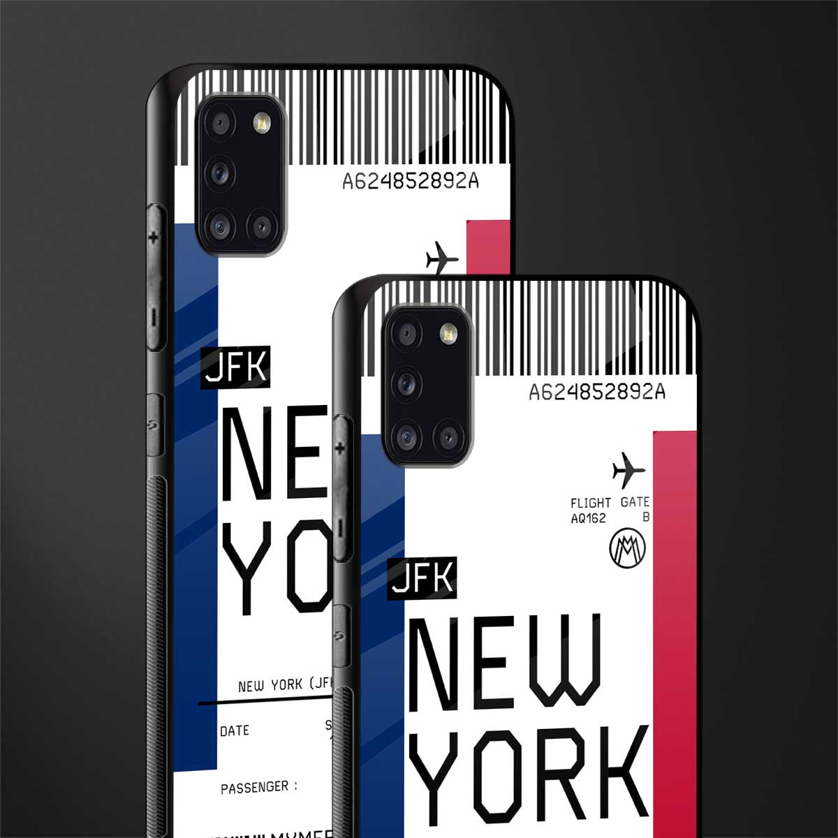 new york boarding pass glass case for samsung galaxy a31 image-2