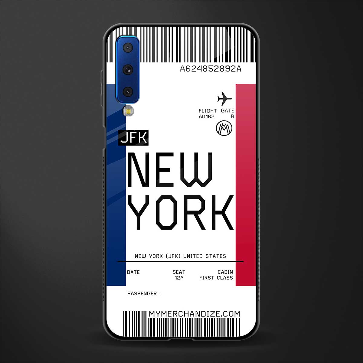 new york boarding pass glass case for samsung galaxy a7 2018 image