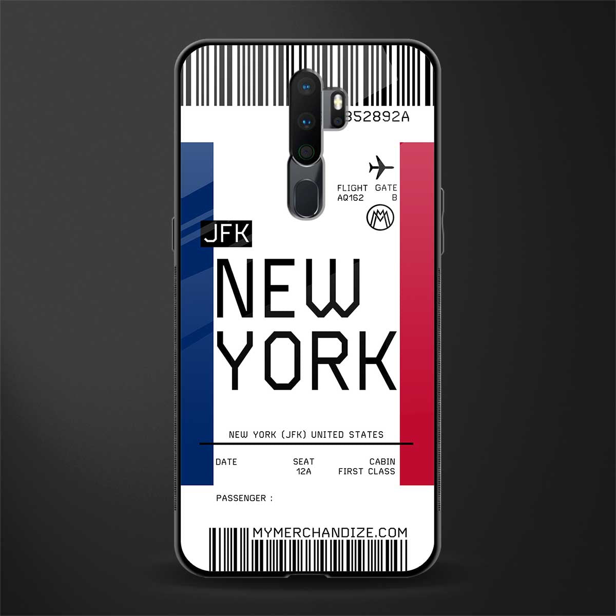 new york boarding pass glass case for oppo a5 2020 image