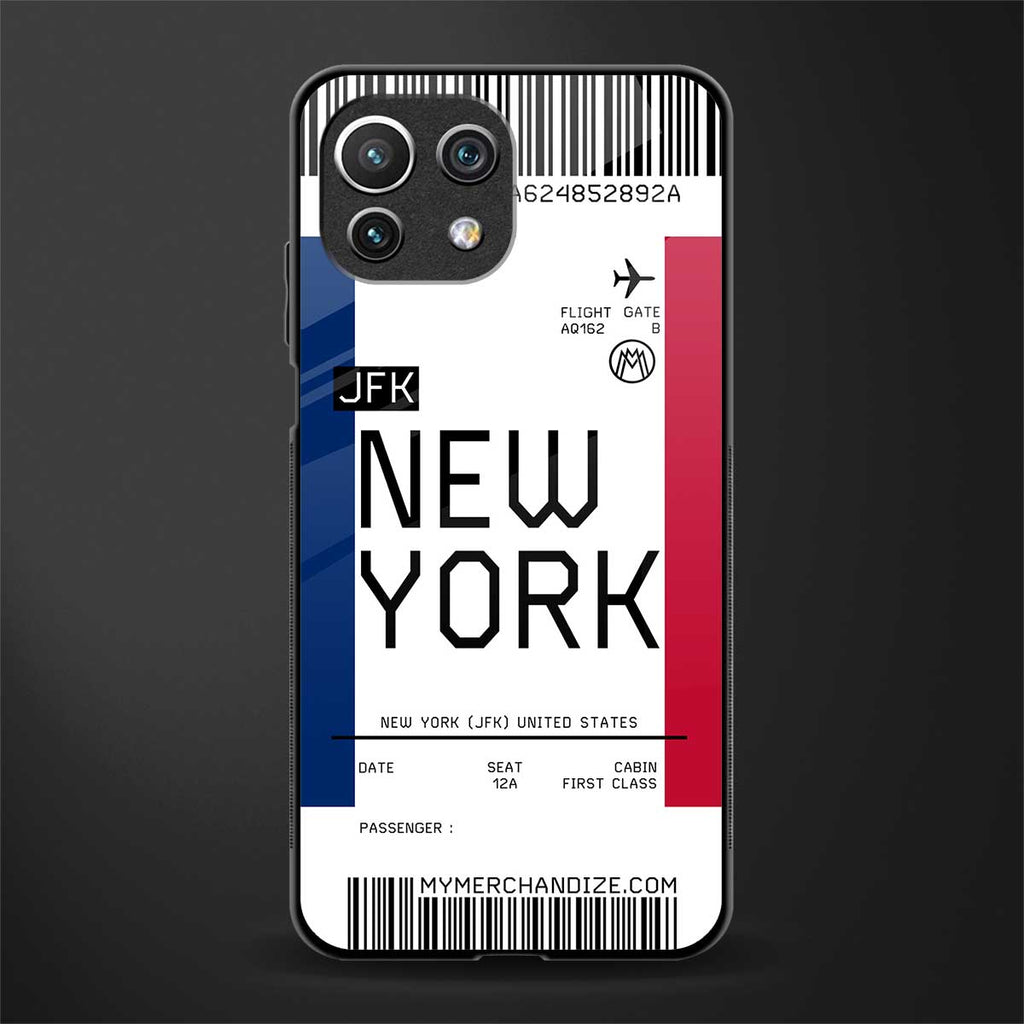 new york boarding pass glass case for mi 11 lite image
