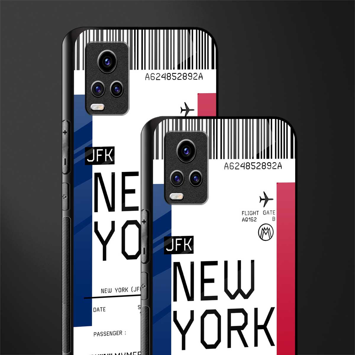new york boarding pass back phone cover | glass case for vivo y73