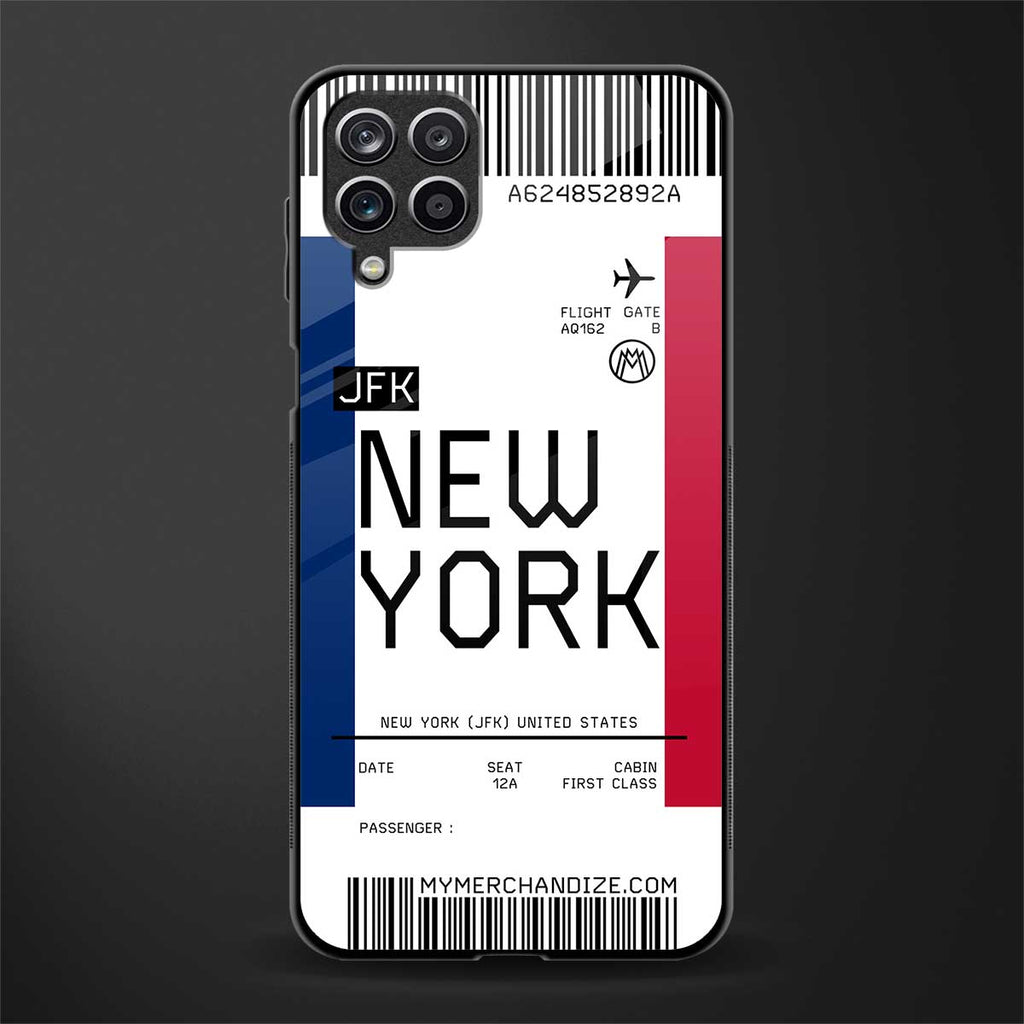 new york boarding pass back phone cover | glass case for samsung galaxy a22 4g