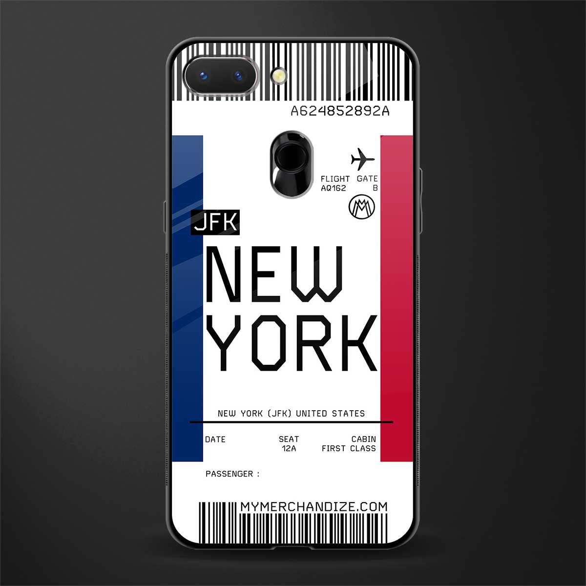 new york boarding pass glass case for oppo a5 image