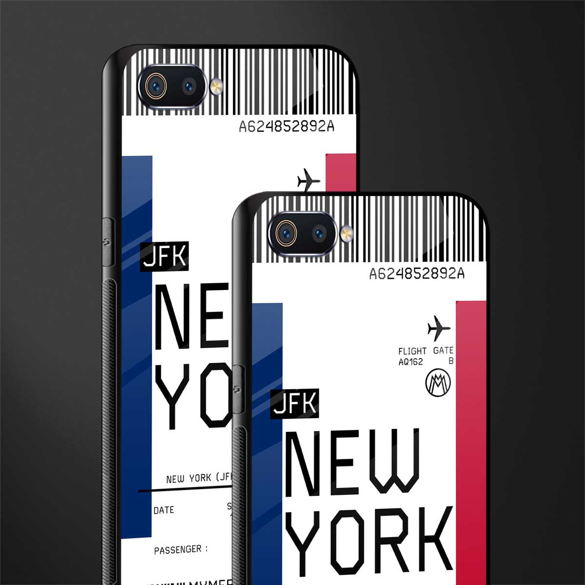 new york boarding pass glass case for realme c2 image-2