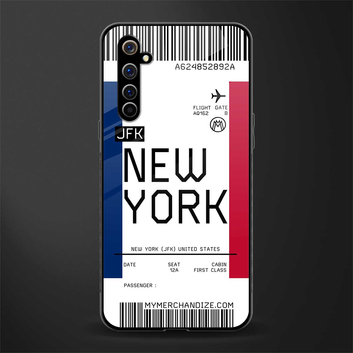 new york boarding pass glass case for realme x50 pro image