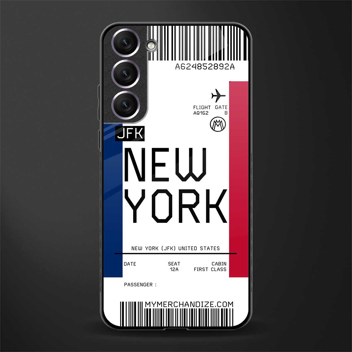 new york boarding pass glass case for samsung galaxy s21 plus image