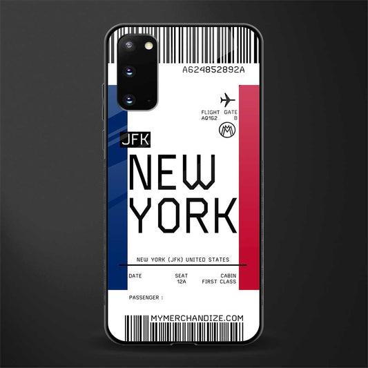 new york boarding pass glass case for samsung galaxy s20 image