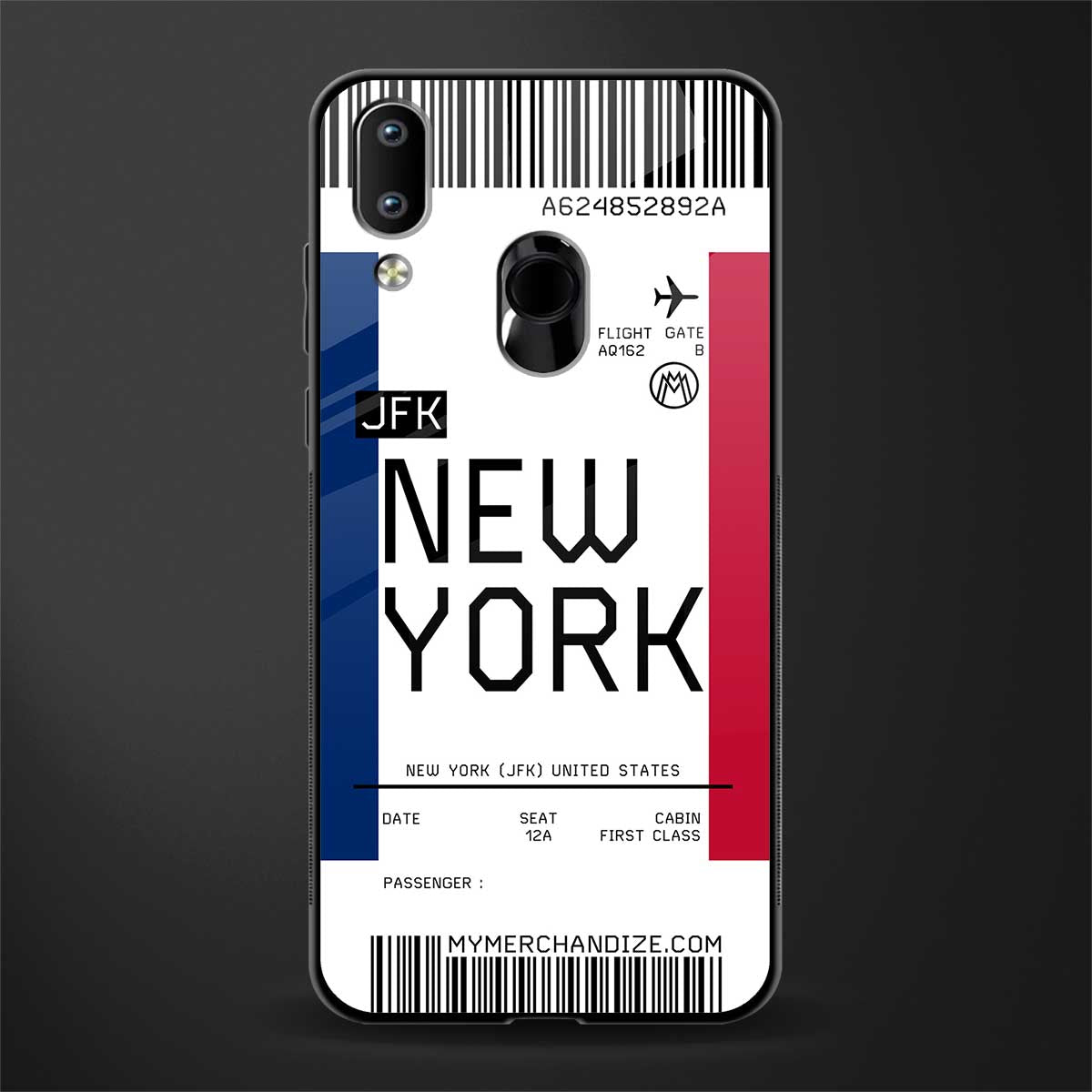 new york boarding pass glass case for vivo y93 image