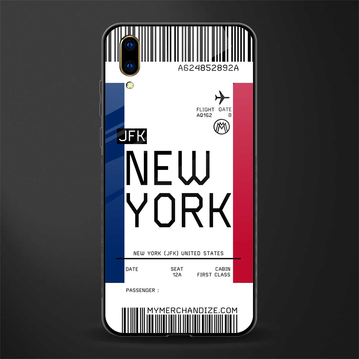 new york boarding pass glass case for vivo v11 pro image