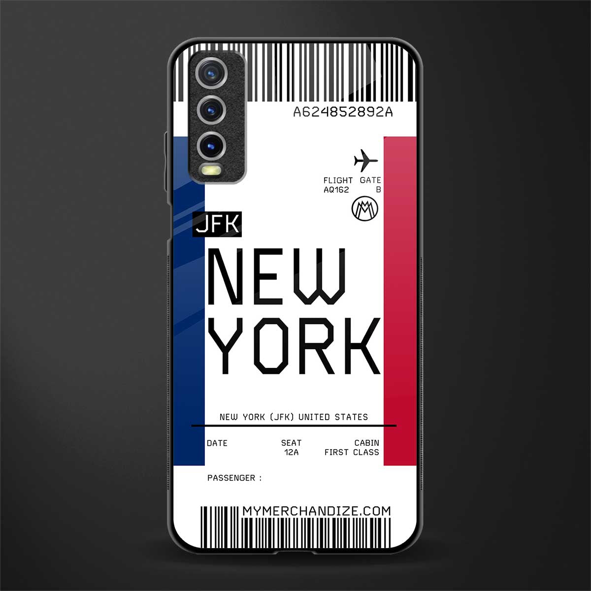 new york boarding pass glass case for vivo y20 image
