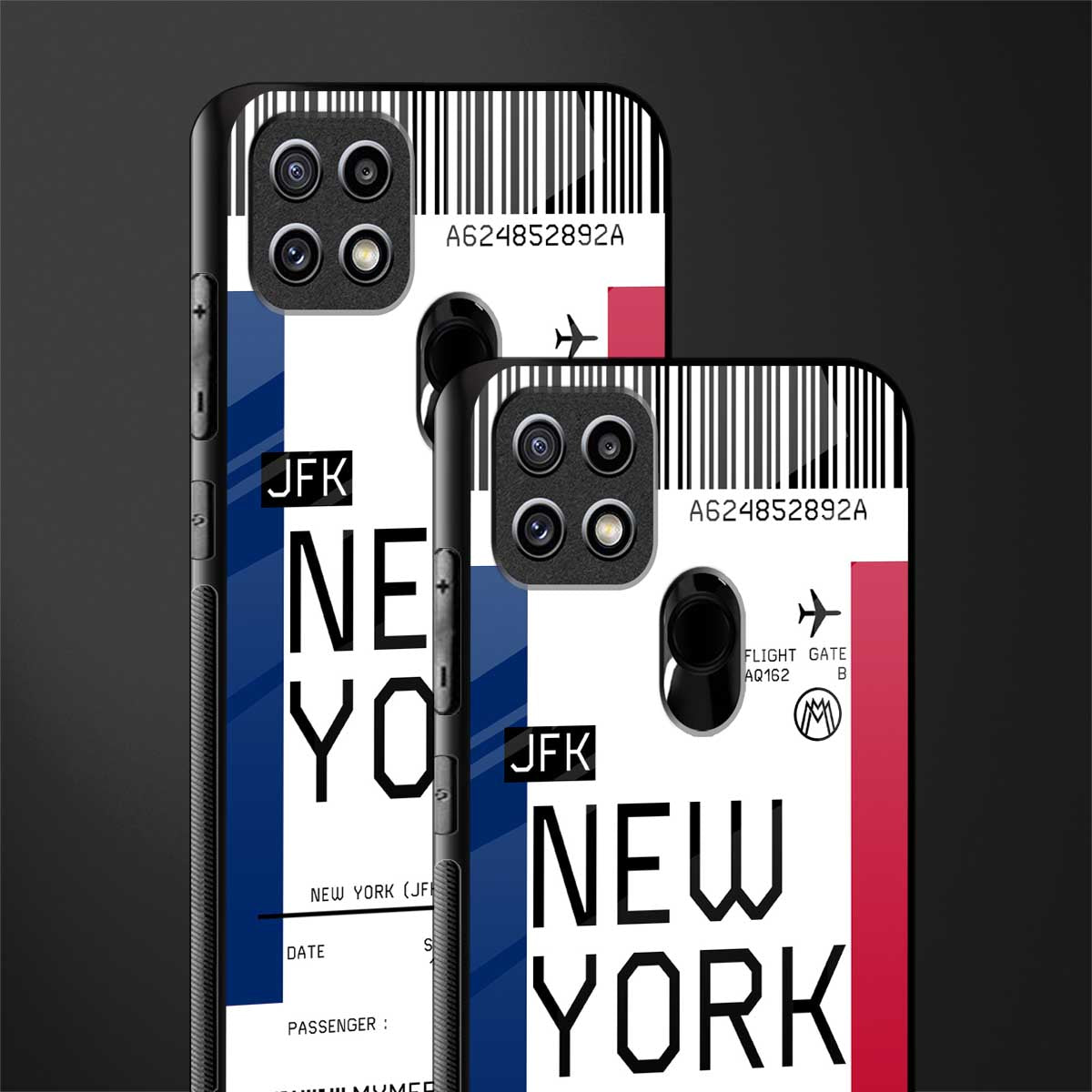 new york boarding pass glass case for oppo a15s