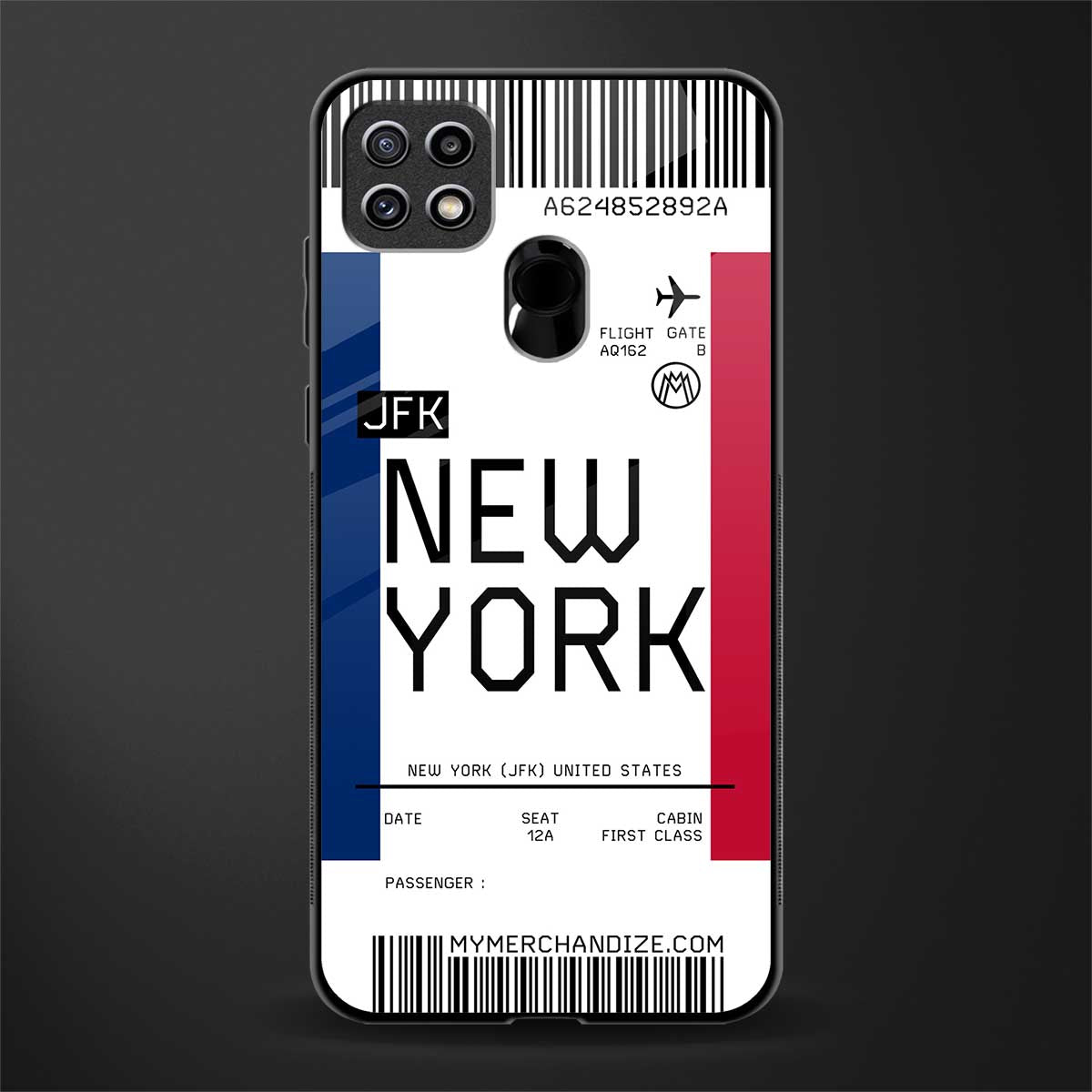 new york boarding pass glass case for oppo a15s
