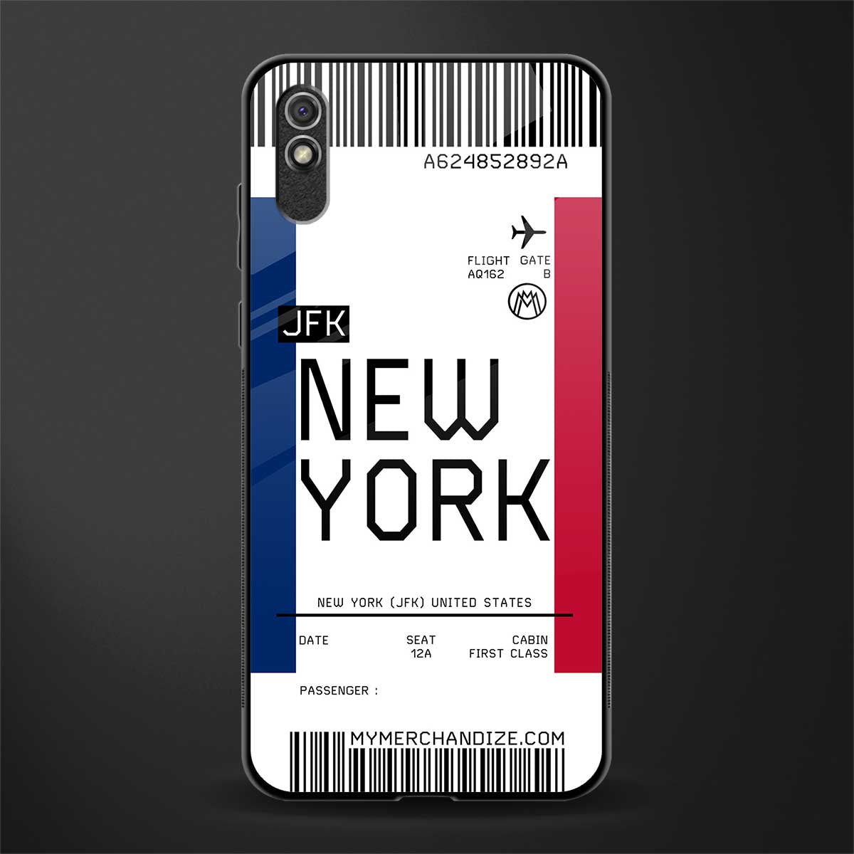 new york boarding pass glass case for redmi 9i image