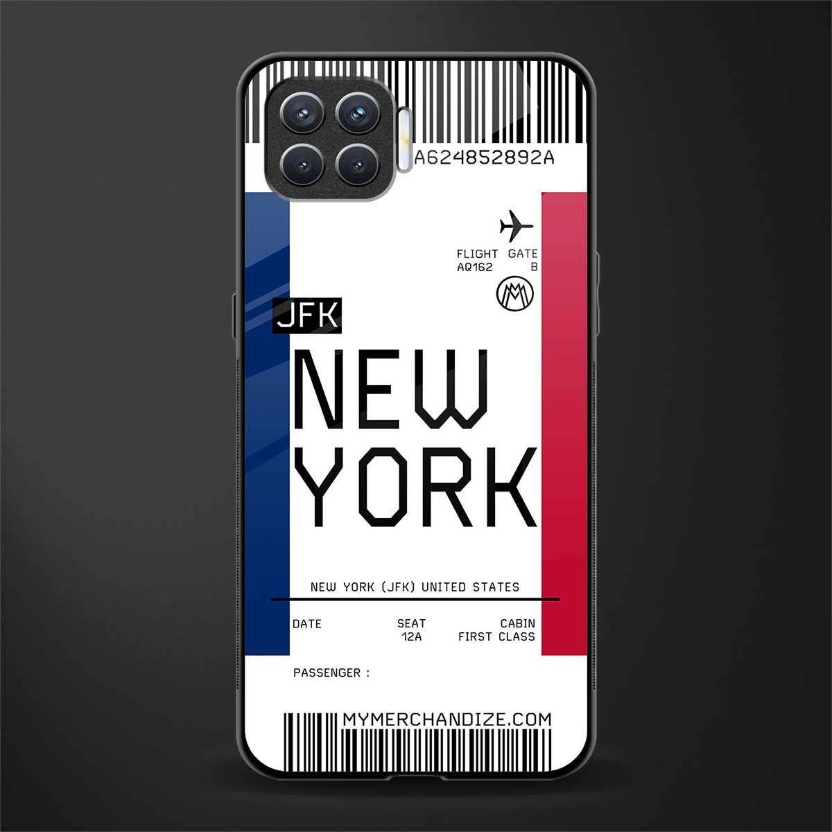 new york boarding pass glass case for oppo f17 pro image